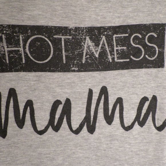 Grateful Hearts Grey & Camo XL Short Sleeve Hot Mess Mama Print T - Picture 2 of 9